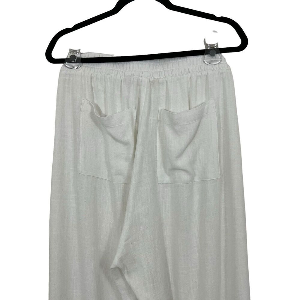 Soft Surroundings Womens Size 1X White Linen Blend Pull On Split Hem Pants - Picture 4 of 5